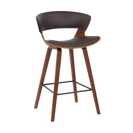 Armen Living Jagger Modern 26" Wood and Black Faux Leather Counter Height Barstool LCJGBAWABR26